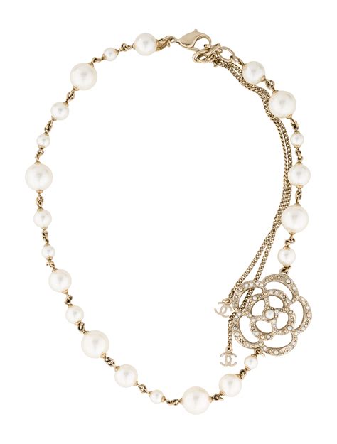 chanel camellia pearl necklace|Chanel name necklace.